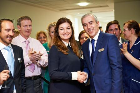 Karren Brady officially opening the outpatients department surrounded by hopsital staff